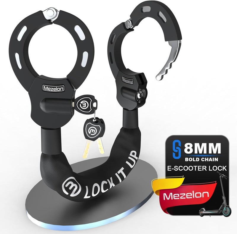 Mezelon Electric Scooter Lock, 8mm Chain Lock Bike Locks Heavy Duty Anti Theft with 3 Keys for E-Bike/Electric Scooters - Image 1
